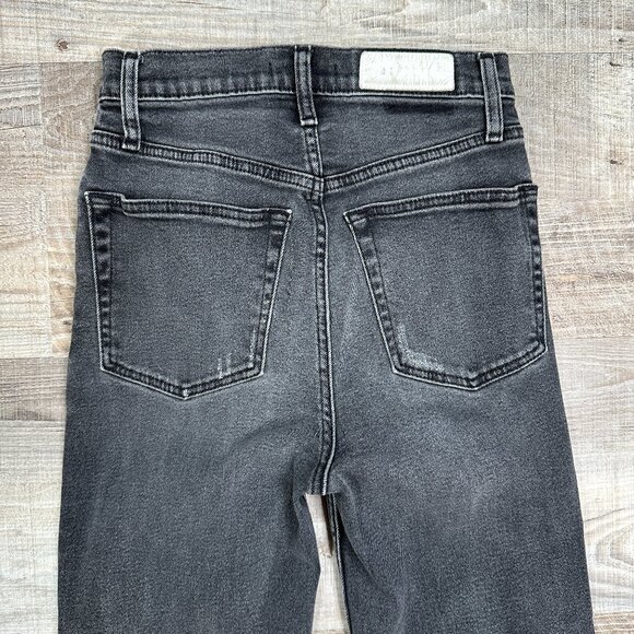 RE/DONE 70s Boot Cut Crop Jeans Size 26 Stoned Noir Black Gray - Picture 5 of 11